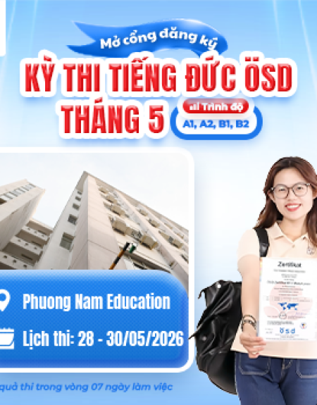Thông báo tổ chức kỳ thi cấp Chứng chỉ năng lực tiếng Đức ÖSD tháng 05/2026