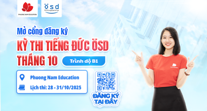 Thông báo tổ chức kỳ thi cấp Chứng chỉ năng lực tiếng Đức ÖSD trình độ B1 - tháng 10/2025