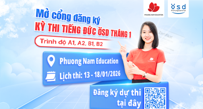 Thông báo tổ chức kỳ thi cấp Chứng chỉ năng lực tiếng Đức ÖSD tháng 01/2026