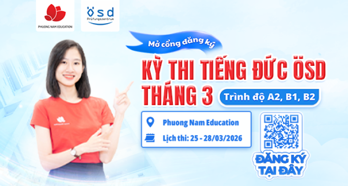 Thông báo tổ chức kỳ thi cấp Chứng chỉ năng lực tiếng Đức ÖSD tháng 03/2026