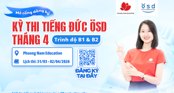Thông báo tổ chức kỳ thi cấp Chứng chỉ năng lực tiếng Đức ÖSD tháng 04/2026