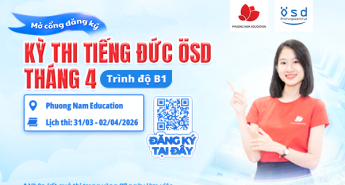 Thông báo tổ chức kỳ thi cấp Chứng chỉ năng lực tiếng Đức ÖSD tháng 04/2026