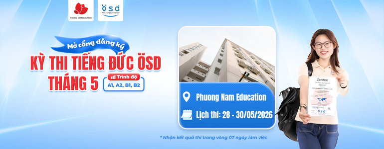 Thông báo tổ chức kỳ thi cấp Chứng chỉ năng lực tiếng Đức ÖSD tháng 05/2026
