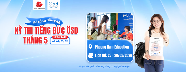 Thông báo tổ chức kỳ thi cấp Chứng chỉ năng lực tiếng Đức ÖSD tháng 05/2026