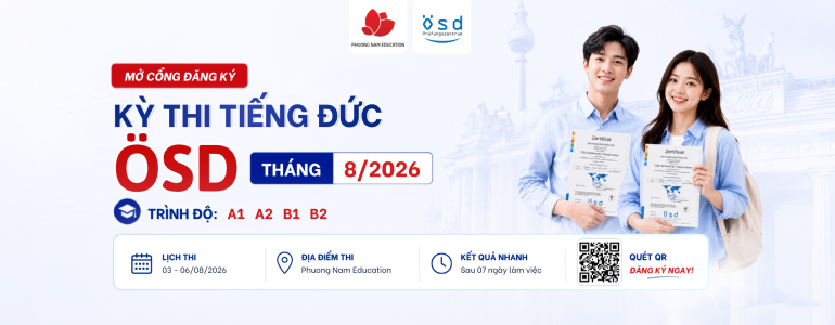 Thông báo tổ chức kỳ thi cấp Chứng chỉ năng lực tiếng Đức ÖSD tháng 08/2026