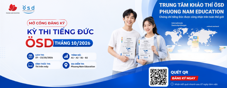 Thông báo lịch thi cấp Chứng chỉ năng lực tiếng Đức ÖSD tháng 10/2026