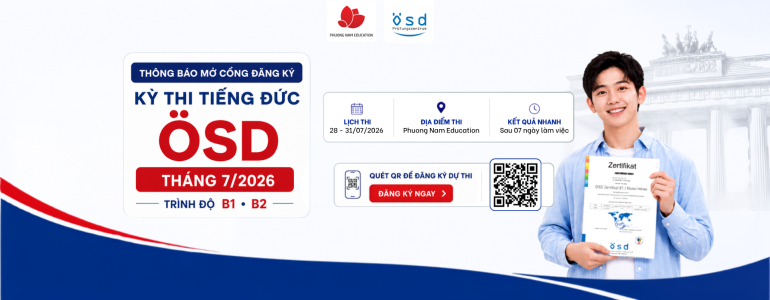 Thông báo lịch thi cấp Chứng chỉ năng lực tiếng Đức ÖSD tháng 07/2026