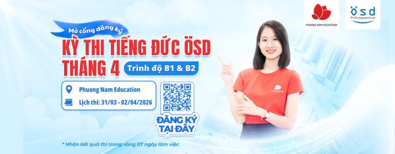 Thông báo tổ chức kỳ thi cấp Chứng chỉ năng lực tiếng Đức ÖSD tháng 04/2026