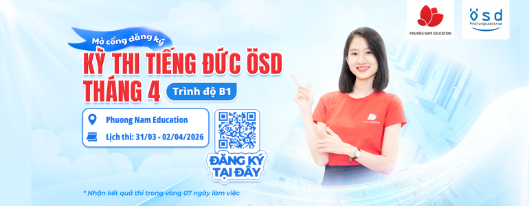 Thông báo tổ chức kỳ thi cấp Chứng chỉ năng lực tiếng Đức ÖSD tháng 04/2026