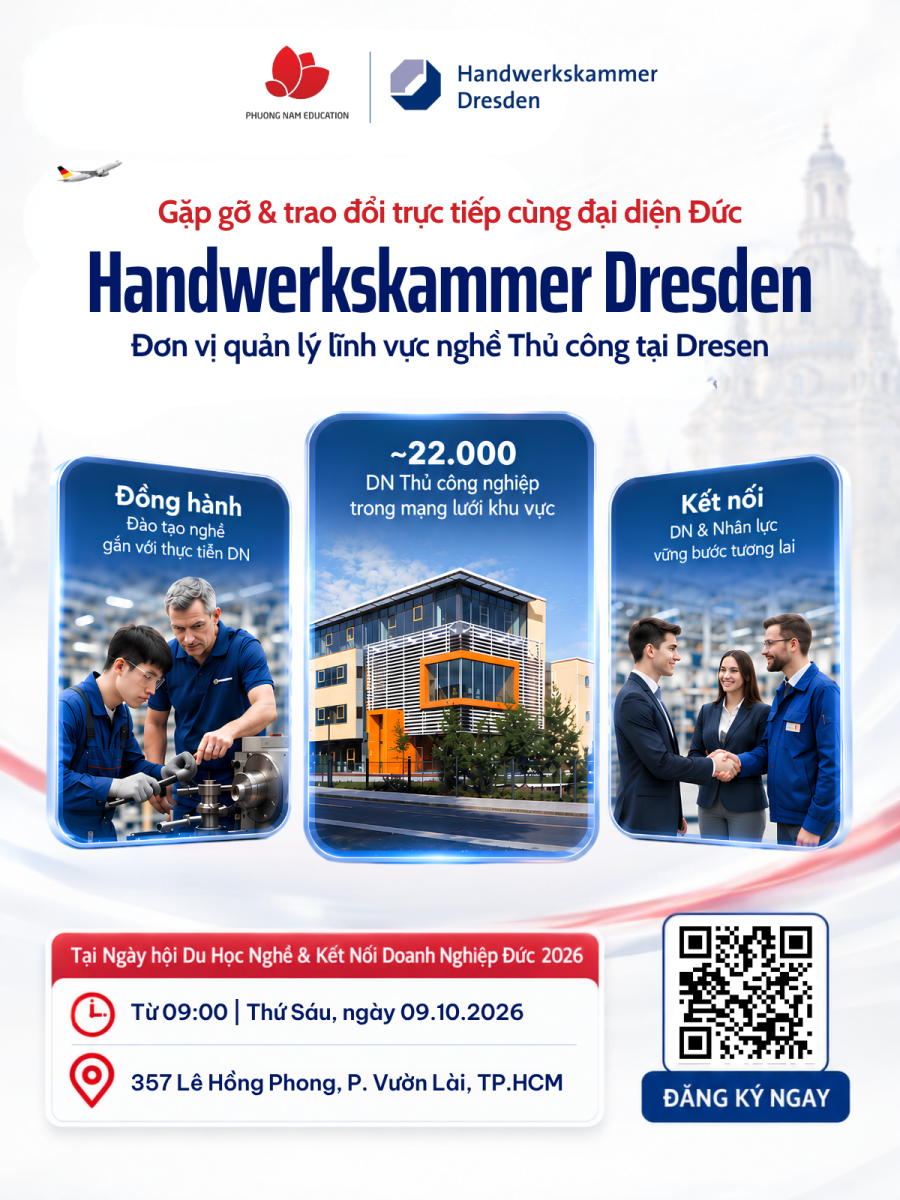 HWK Dresden cùng Phuong Nam Education đồng tổ chức Ngày hội Du học nghề & Kết nối doanh nghiệp 2026