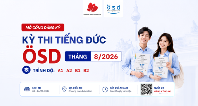 Thông báo tổ chức kỳ thi cấp Chứng chỉ năng lực tiếng Đức ÖSD tháng 08/2026