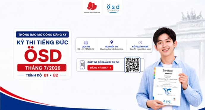 Thông báo tổ chức kỳ thi cấp Chứng chỉ năng lực tiếng Đức ÖSD tháng 07/2026