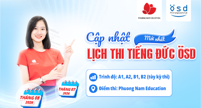 Thông báo lịch thi cấp Chứng chỉ năng lực tiếng Đức ÖSD tháng 07/2026 và tháng 08/2026